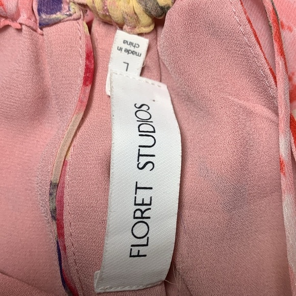 Floret Studios Floral Ruffle Waist A-line Dress in Pink Floral Size Large - Picture 7 of 16